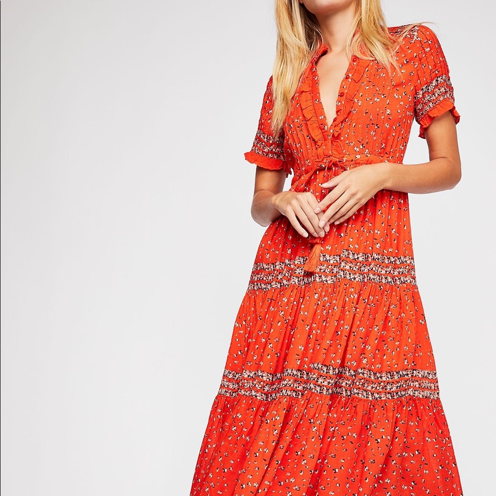 Free People Rare Feelings midi dress in pop combo
